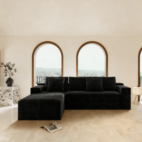 Modular 2-Piece Plush Corduroy Sectional Sofa - Omega Lifestyles