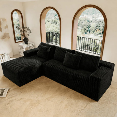 Modular 2-Piece Plush Corduroy Sectional Sofa - Omega Lifestyles