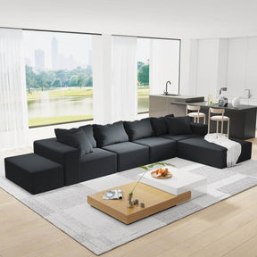 Modular Chenille Upholstered 6-Seat Sectional Sofa Set - Omega Lifestyles