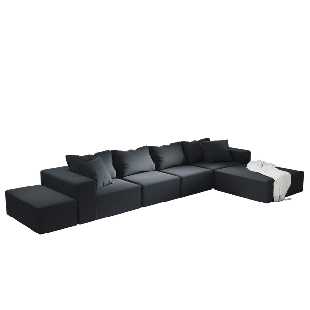 Modular Chenille Upholstered 6-Seat Sectional Sofa Set - Omega Lifestyles