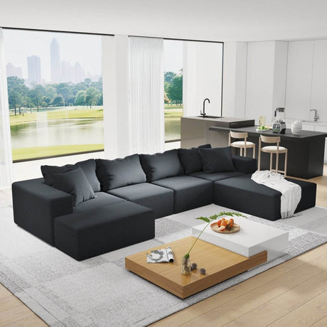 Modular Chenille Upholstered 6-Seat Sectional Sofa Set - Sleep Galleria