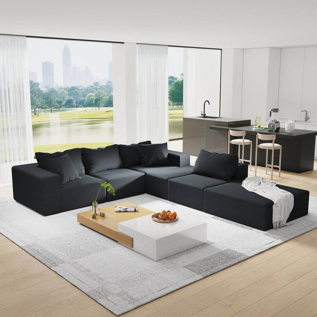 Modular Chenille Upholstered 6-Seat Sectional Sofa Set - Omega Lifestyles