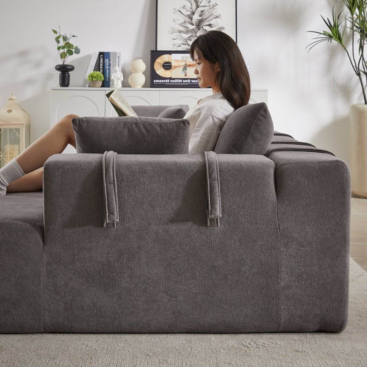 Modular Chenille Upholstered Convertible Sectional Sofa Set - Sleep Galleria