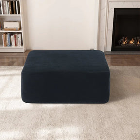 Modular Foam Spring Black Corduroy Ottoman Seat - Omega Lifestyles