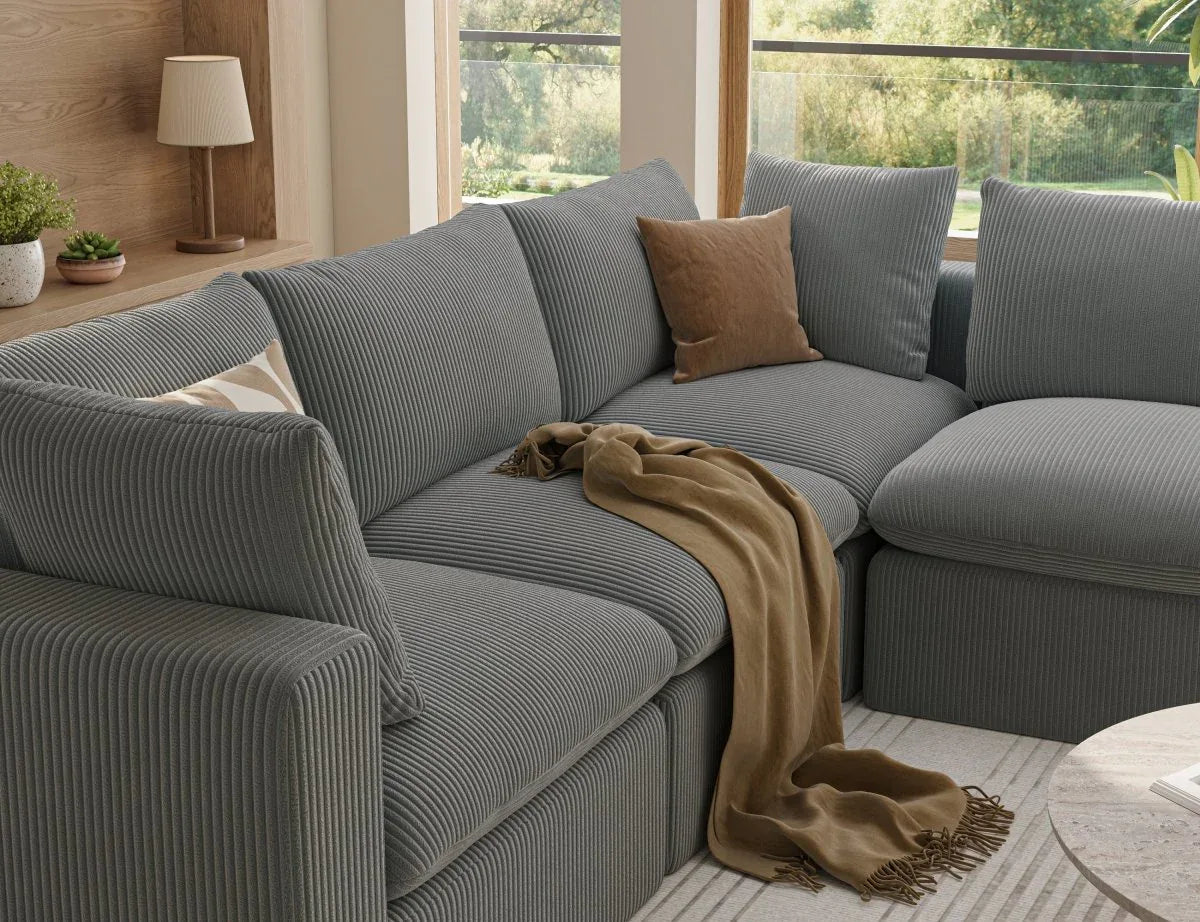 Modular Oversized 4-Seater Corduroy Sectional Sofa - Omega Lifestyles