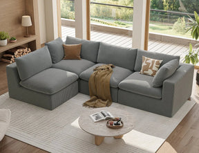 Modular Oversized 4-Seater Corduroy Sectional Sofa - Omega Lifestyles