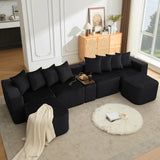 Modular U-Shaped 6-Seat Corduroy Sofa With Console - Omega Lifestyles