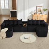 Modular U-Shaped 6-Seat Corduroy Sofa With Console - Omega Lifestyles
