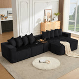 Modular U-Shaped 6-Seat Corduroy Sofa With Console - Omega Lifestyles
