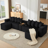 Modular U-Shaped 6-Seat Corduroy Sofa With Console - Omega Lifestyles