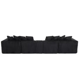 Modular U-Shaped 6-Seat Corduroy Sofa With Console - Omega Lifestyles