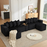 Modular U-Shaped 6-Seat Corduroy Sofa With Console - Omega Lifestyles