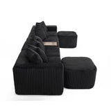 Modular U-Shaped 6-Seat Corduroy Sofa With Console - Omega Lifestyles