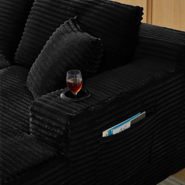 Modular U-Shaped Corduroy 6-Seat Sectional Sofa - Omega Lifestyles