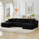 Modular U-Shaped Corduroy 6-Seat Sectional Sofa - Omega Lifestyles