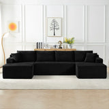 Modular U-Shaped Corduroy 6-Seat Sectional Sofa - Omega Lifestyles
