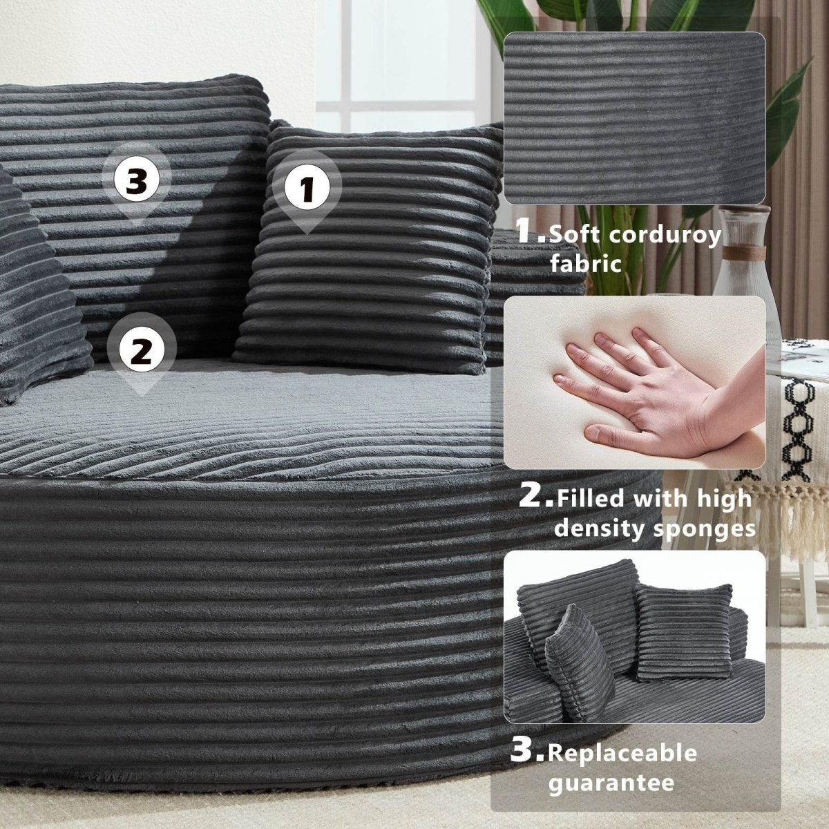 Multi - Functional Memory Foam Velvet Sectional Sofa Bed - Serenova - Omega Lifestyles