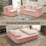 Multi Functional Plush Corduroy Sectional Sofa Bed - Omega Lifestyles