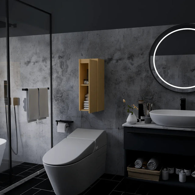 Natural Bamboo Large Capacity Floating Side Cabinet - Omega Lifestyles