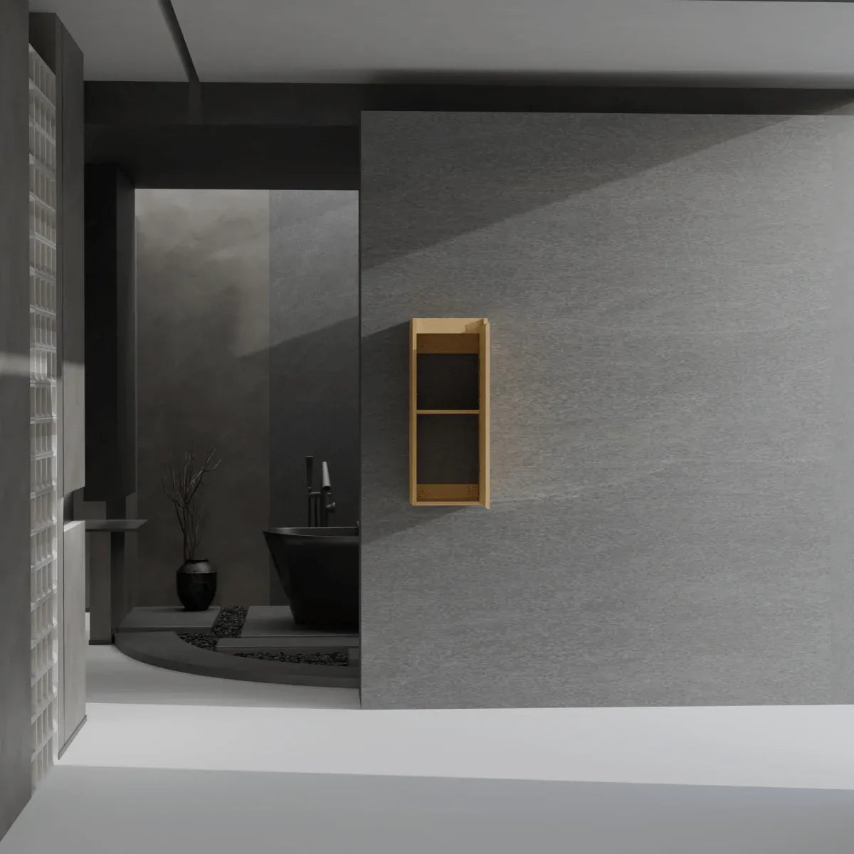 Natural Bamboo Large Capacity Floating Side Cabinet - Omega Lifestyles