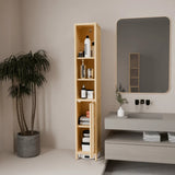 Natural Bamboo Tall Storage Cabinet With Shelves - Omega Lifestyles