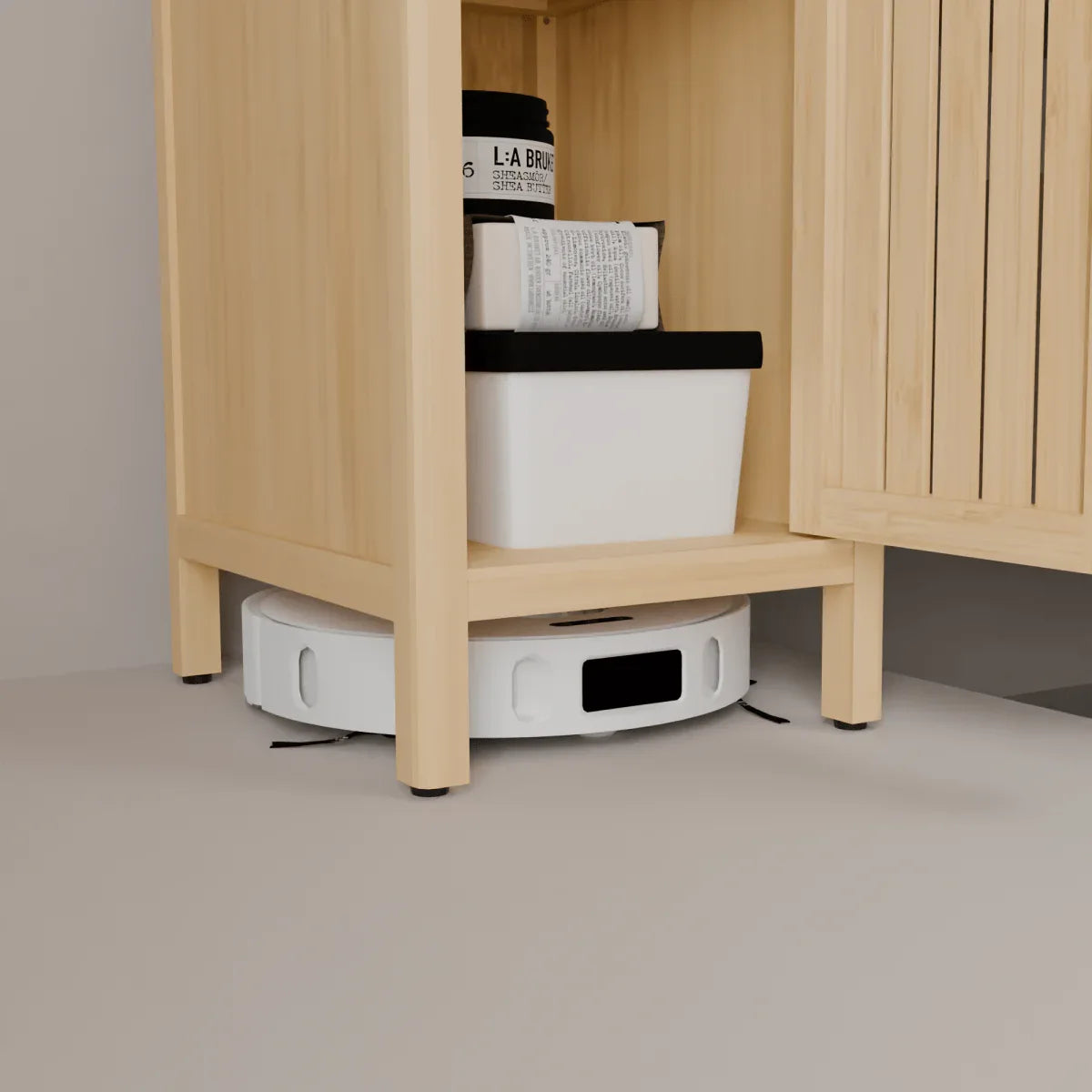 Natural Bamboo Tall Storage Cabinet With Shelves - Omega Lifestyles