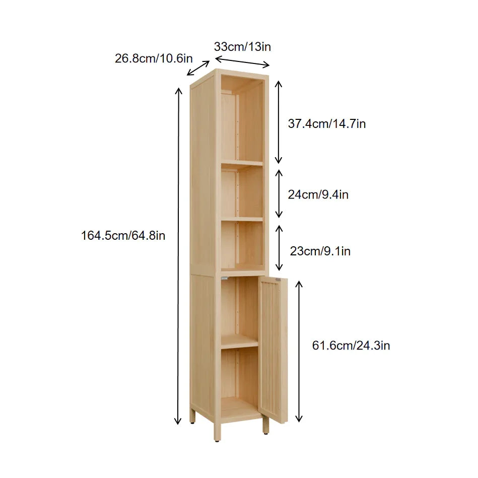 Natural Bamboo Tall Storage Cabinet With Shelves - Omega Lifestyles