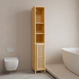 Natural Bamboo Tall Storage Cabinet With Shelves - Omega Lifestyles