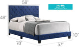 Navy Blue Velvet Full Upholstered Bed Frame - Serenova - Omega Lifestyles
