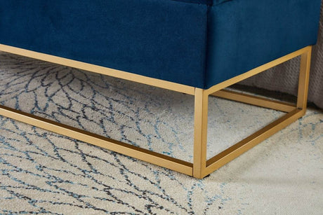 Navy Blue Velvet Storage Bench With Metal Base - Sleep Galleria
