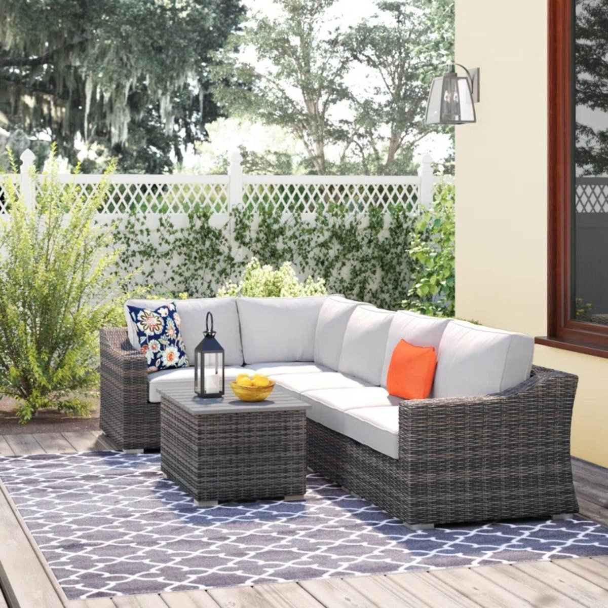 Outdoor 4 - Person Modular Resin Wicker Sectional Seating Set - Serenova - Omega Lifestyles