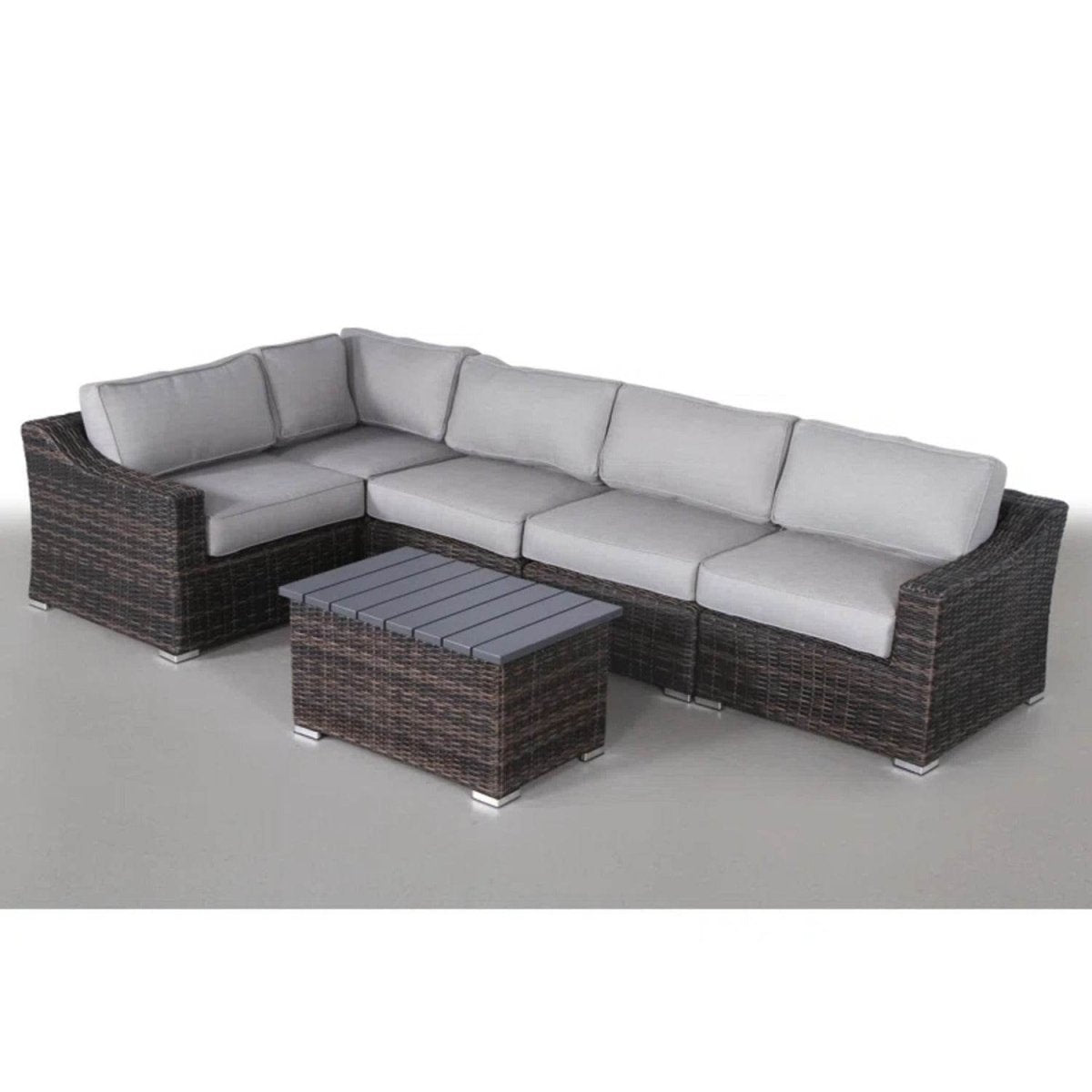 Outdoor 4 - Person Modular Resin Wicker Sectional Seating Set - Serenova - Omega Lifestyles