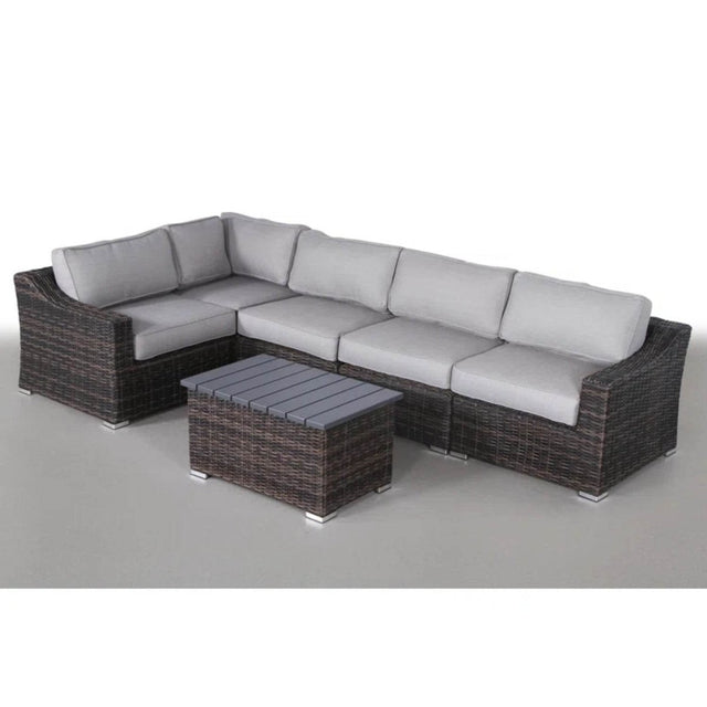Outdoor 4 - Person Modular Resin Wicker Sectional Seating Set - Serenova - Omega Lifestyles