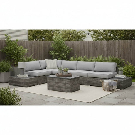 Outdoor 4 - Person Weather - Resistant Rattan Wicker Sectional Set - Serenova - Omega Lifestyles