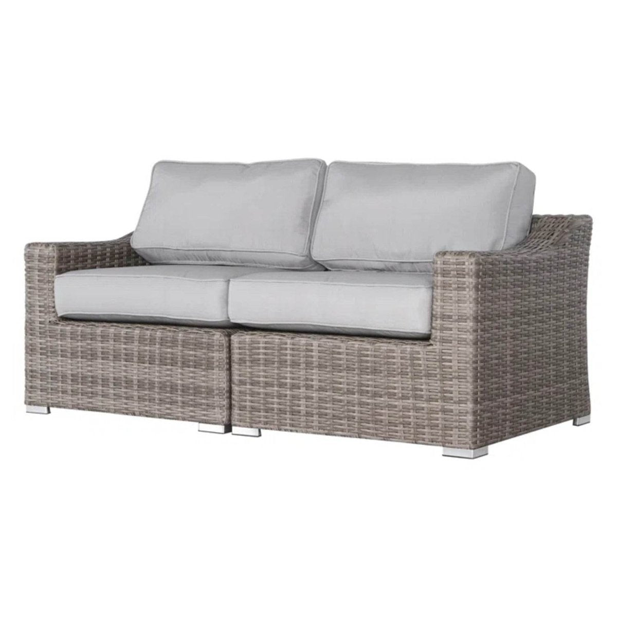 Outdoor Grey Wicker Loveseat With Plush Olefin Cushions - Serenova - Omega Lifestyles