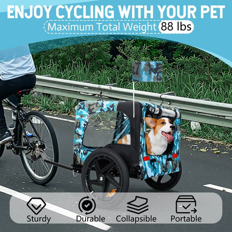 Outdoor Heavy Duty Collapsible Steel Pet Bike Trailer - Omega Lifestyles