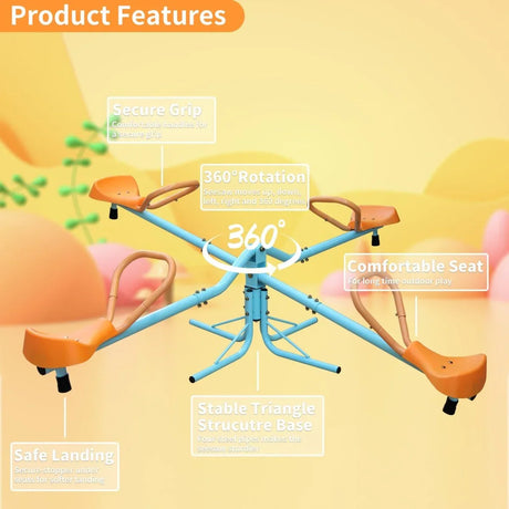 Outdoor Kids Quad-Seat Spinning Stainless Steel Seesaw - Omega Lifestyles
