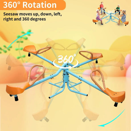 Outdoor Kids Quad-Seat Spinning Stainless Steel Seesaw - Omega Lifestyles