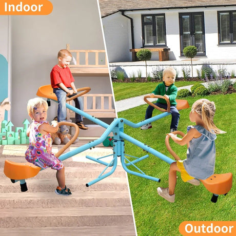 Outdoor Kids Quad-Seat Spinning Stainless Steel Seesaw - Omega Lifestyles