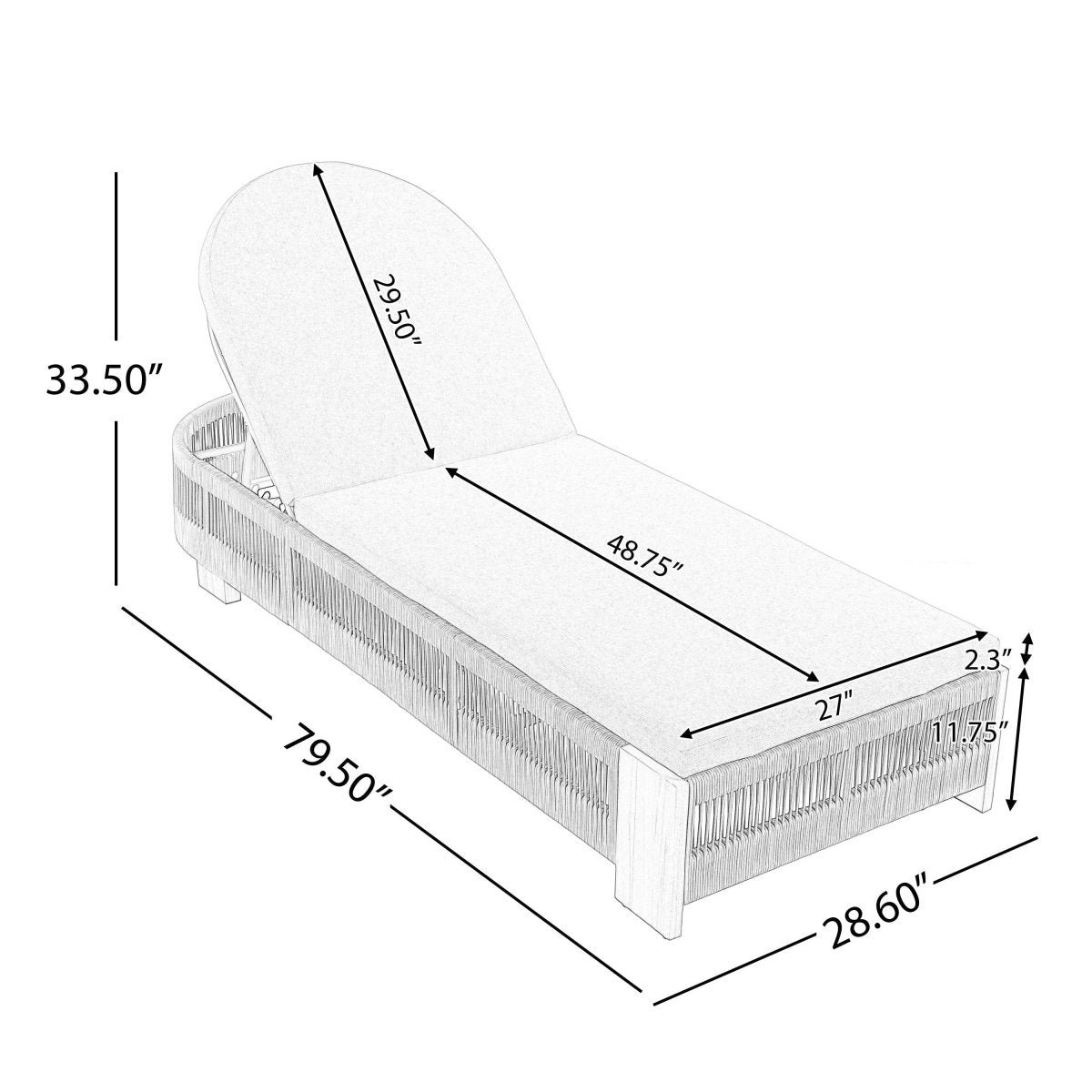 Outdoor Rope Chaise Lounge Set With Side Table - Omega Lifestyles