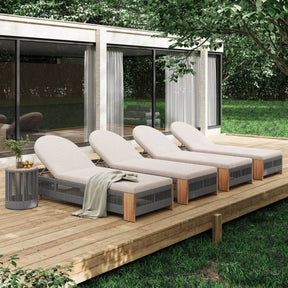 Outdoor Rope Chaise Lounge Set With Side Table - Omega Lifestyles