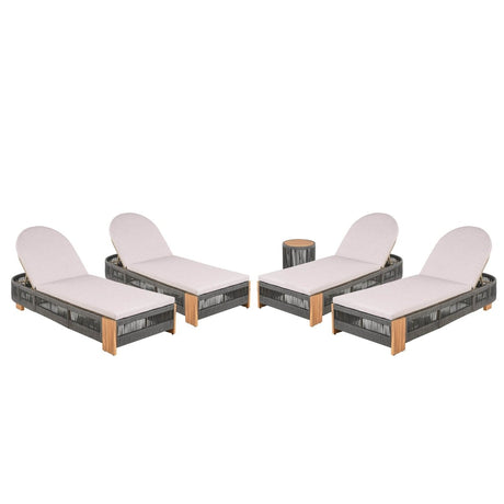 Outdoor Rope Chaise Lounge Set With Side Table - Omega Lifestyles