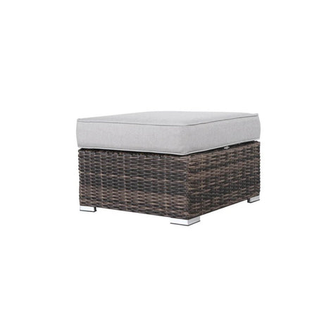 Outdoor Weather - Resistant Wicker Ottoman With Plush Cushion - Serenova - Omega Lifestyles