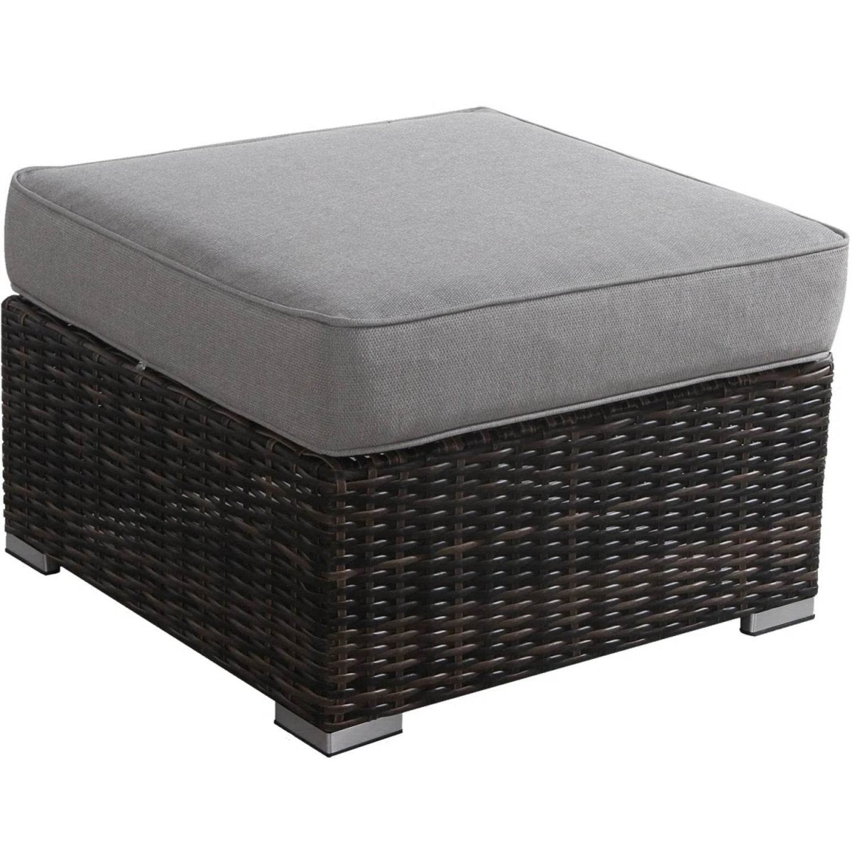 Outdoor Weather - Resistant Wicker Ottoman With Plush Cushion - Serenova - Omega Lifestyles