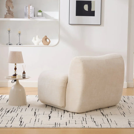 Oversized Chenille Foam Filled Beige Armchair - Omega Lifestyles