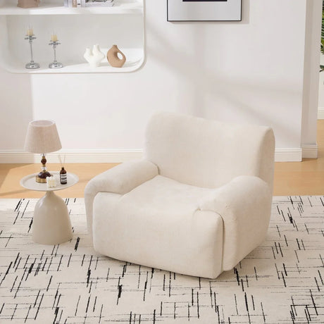 Oversized Chenille Foam Filled Beige Armchair - Omega Lifestyles