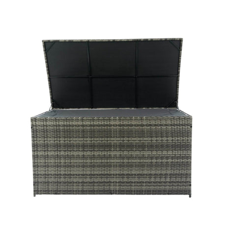 Oversized Grey PE Rattan Waterproof Outdoor Storage Box - Omega Lifestyles