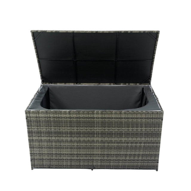 Oversized Grey PE Rattan Waterproof Outdoor Storage Box - Omega Lifestyles