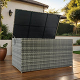 Oversized Grey PE Rattan Waterproof Outdoor Storage Box - Omega Lifestyles