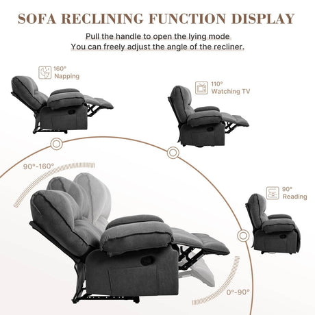 Oversized Manual Push - Back Velvet Massage Recliner Chair - Serenova - Omega Lifestyles